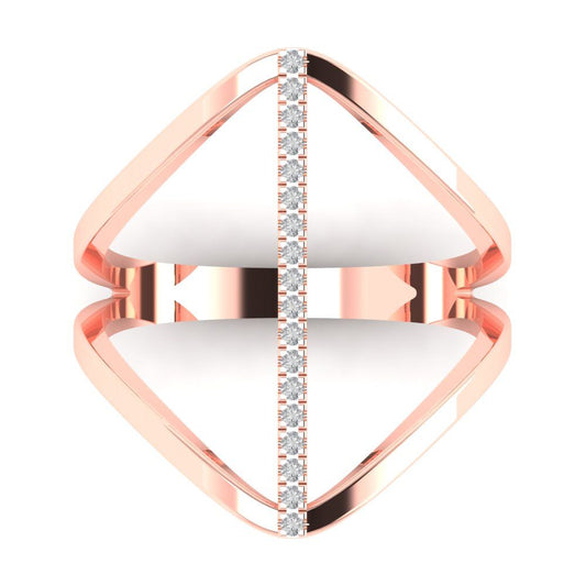 0.09 cttw Moissanite Statement Engagement Ring - Solid Rose Gold (VVS1, Round Cut,1.0mm)
