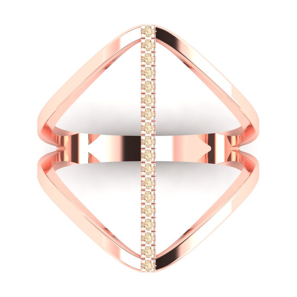 0.09 cttw Natural Morganite Statement Engagement Ring - Solid Rose Gold (VVS1, Round Cut,1.0mm)