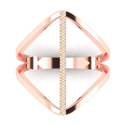 0.09 cttw Natural Morganite Statement Engagement Ring - Solid Rose Gold (VVS1, Round Cut,1.0mm)