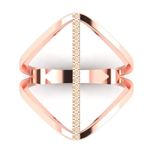 0.09 cttw Natural Morganite Statement Engagement Ring - Solid Rose Gold (VVS1, Round Cut,1.0mm)