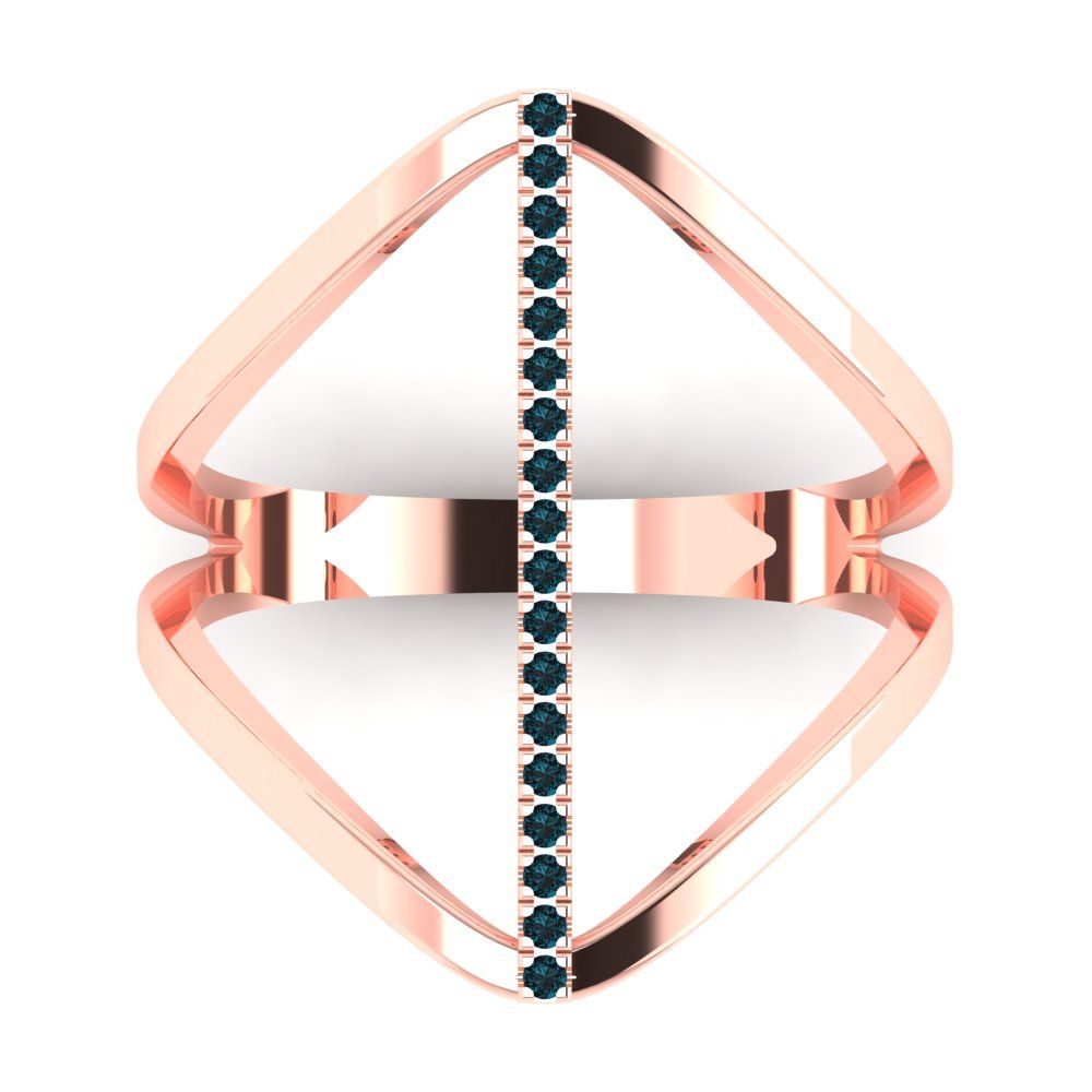0.09 cttw Natural London Blue Topaz Statement Engagement Ring - Solid Rose Gold (VVS1, Round Cut,1.0mm)