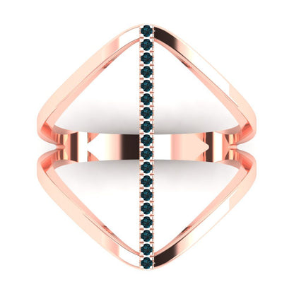 0.09 cttw Natural London Blue Topaz Statement Engagement Ring - Solid Rose Gold (VVS1, Round Cut,1.0mm)