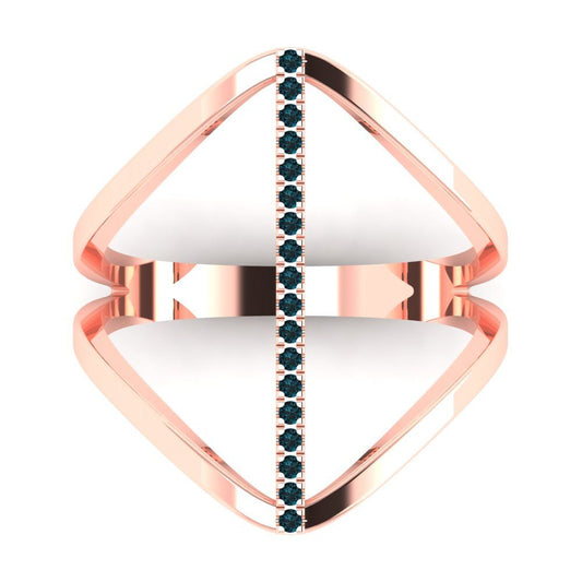 0.09 cttw Natural London Blue Topaz Statement Engagement Ring - Solid Rose Gold (VVS1, Round Cut,1.0mm)