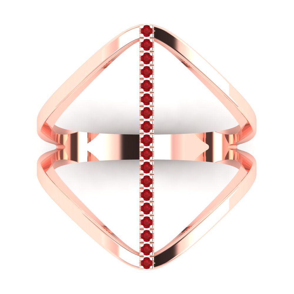 0.09 cttw Simulated Ruby Statement Engagement Ring - Solid Rose Gold (VVS1, Round Cut,1.0mm)