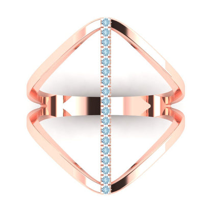 0.09 cttw Natural Swiss Blue Topaz Statement Engagement Ring - Solid Rose Gold (VVS1, Round Cut,1.0mm)