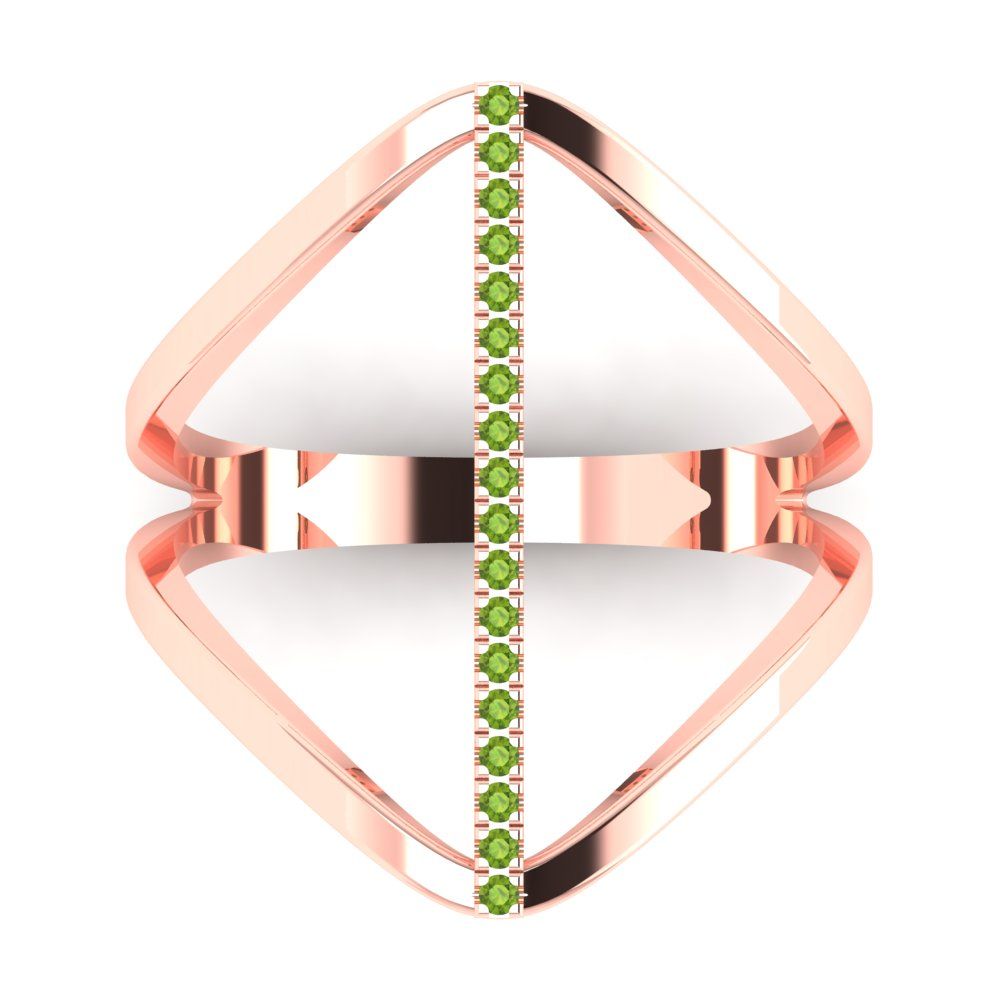 0.09 cttw Natural Peridot Statement Engagement Ring - Solid Gold (Round Cut,1.0mm)