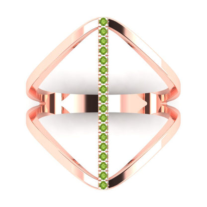 0.09 cttw Natural Peridot Statement Engagement Ring - Solid Gold (Round Cut,1.0mm)