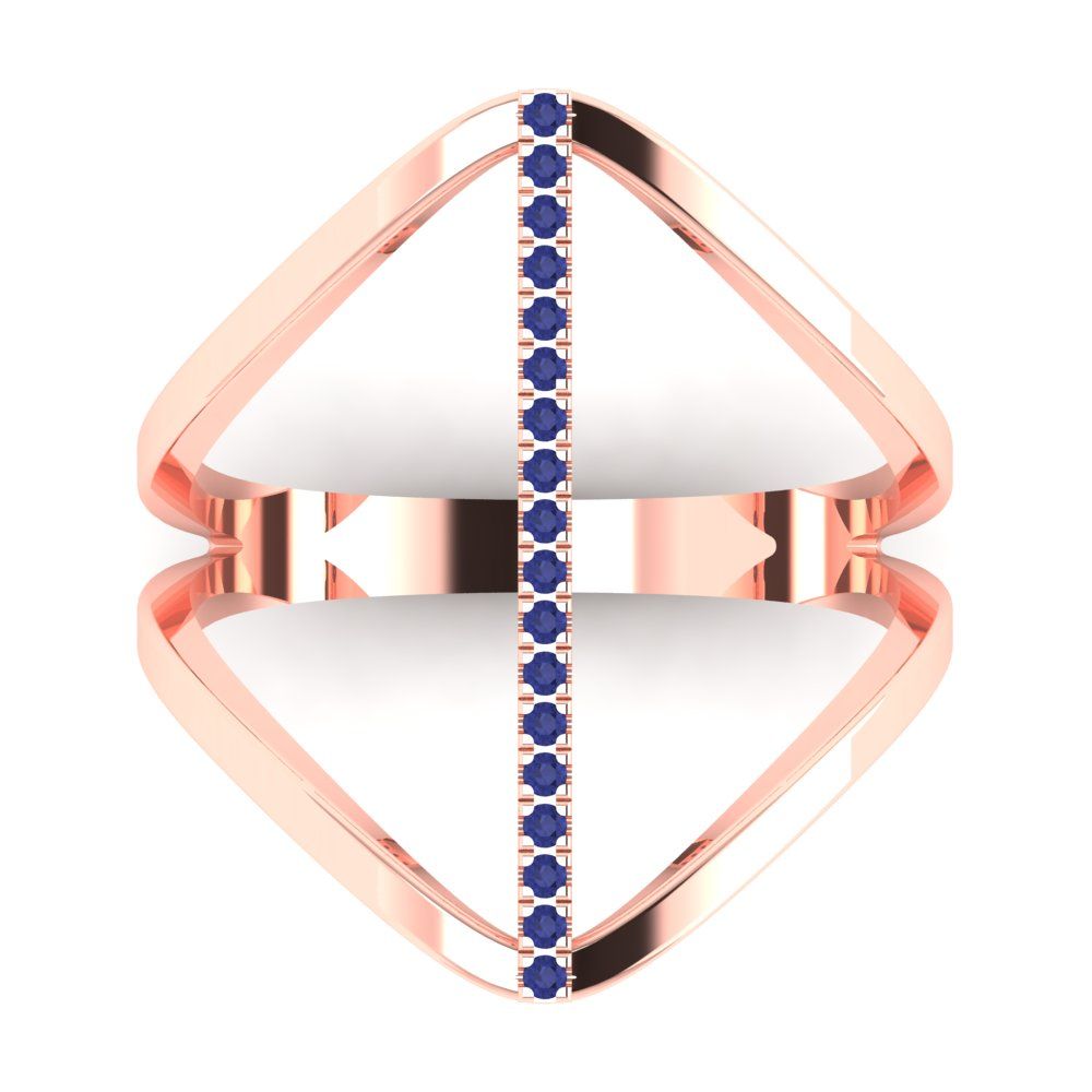 0.09 cttw Simulated Tanzanite Statement Engagement Ring - Solid Rose Gold (VVS1, Round Cut,1.0mm)