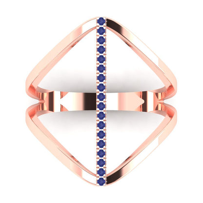 0.09 cttw Simulated Tanzanite Statement Engagement Ring - Solid Rose Gold (VVS1, Round Cut,1.0mm)