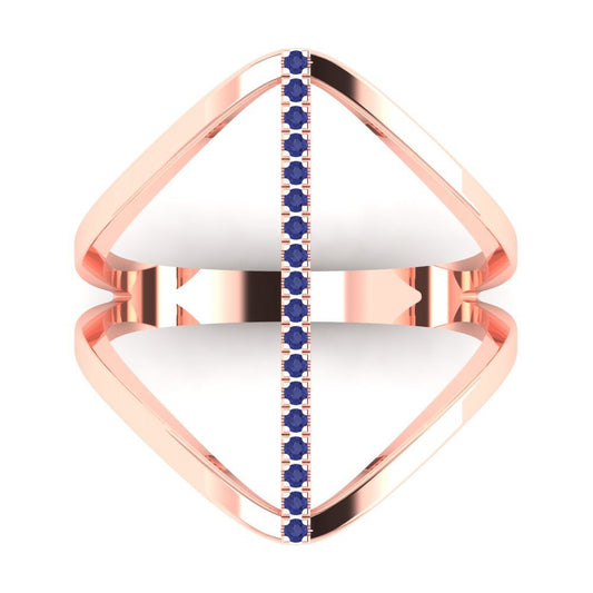 0.09 cttw Simulated Tanzanite Statement Engagement Ring - Solid Rose Gold (VVS1, Round Cut,1.0mm)