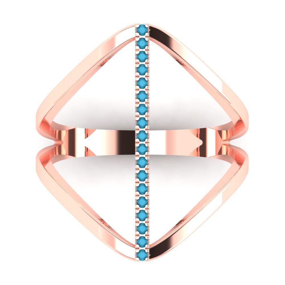 0.09 cttw Simulated Turquoise Statement Engagement Ring - Solid Gold (Round Cut,1.0mm)