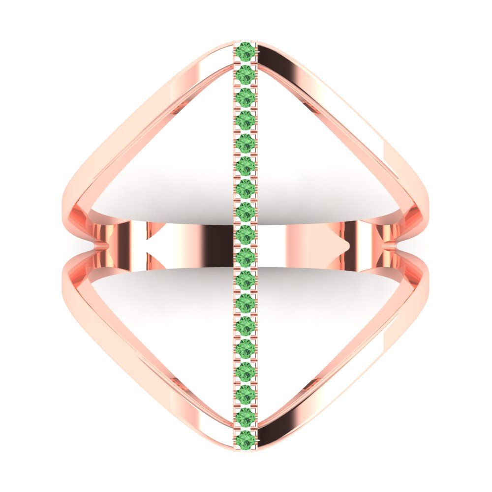 0.09 cttw Zirconia Simulated Green Diamond Statement Engagement Ring - Solid Rose Gold (VVS1, Round Cut,1.0mm)