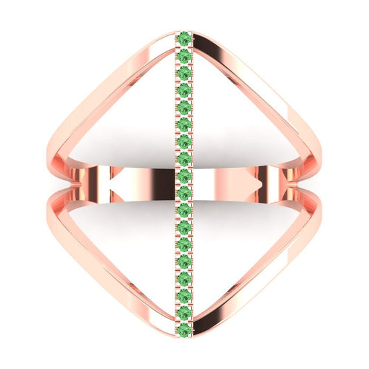 0.09 cttw Zirconia Simulated Green Diamond Statement Engagement Ring - Solid Rose Gold (VVS1, Round Cut,1.0mm)