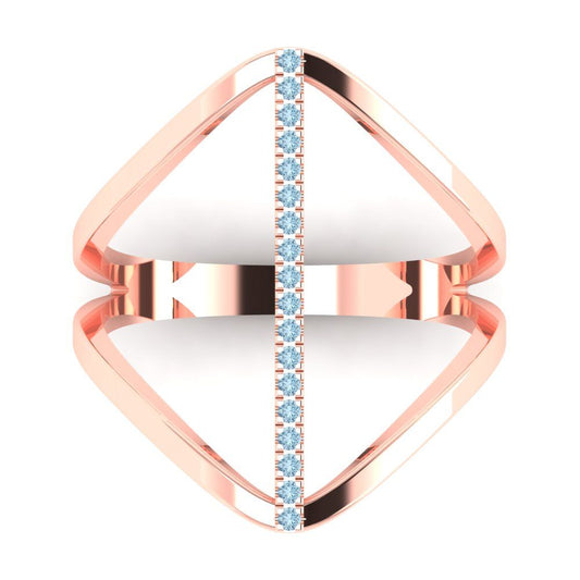 0.09 cttw Zirconia Simulated Blue Diamond Statement Engagement Ring - Solid Rose Gold (VVS1, Round Cut,1.0mm)