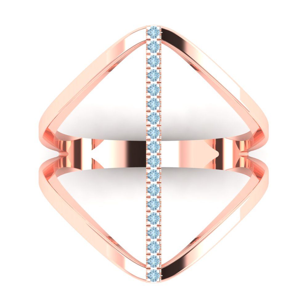 0.09 cttw Natural Sky Blue Topaz Statement Engagement Ring - Solid Rose Gold (VVS1, Round Cut,1.0mm)
