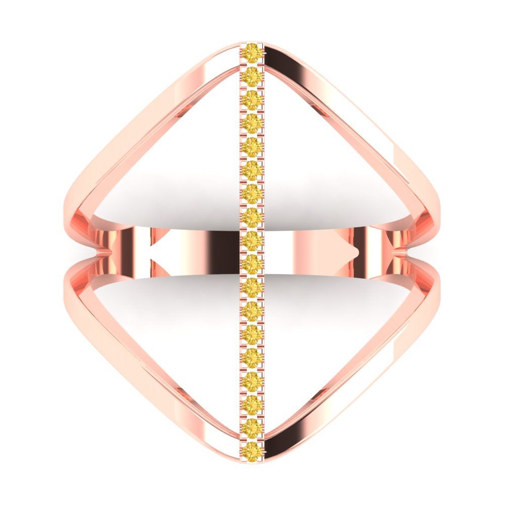 0.09 cttw Zirconia Simulated Yellow Diamond Statement Engagement Ring - Solid Gold (VVS1, Round Cut,1.0mm)