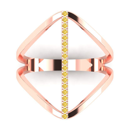 0.09 cttw Zirconia Simulated Yellow Diamond Statement Engagement Ring - Solid Gold (VVS1, Round Cut,1.0mm)