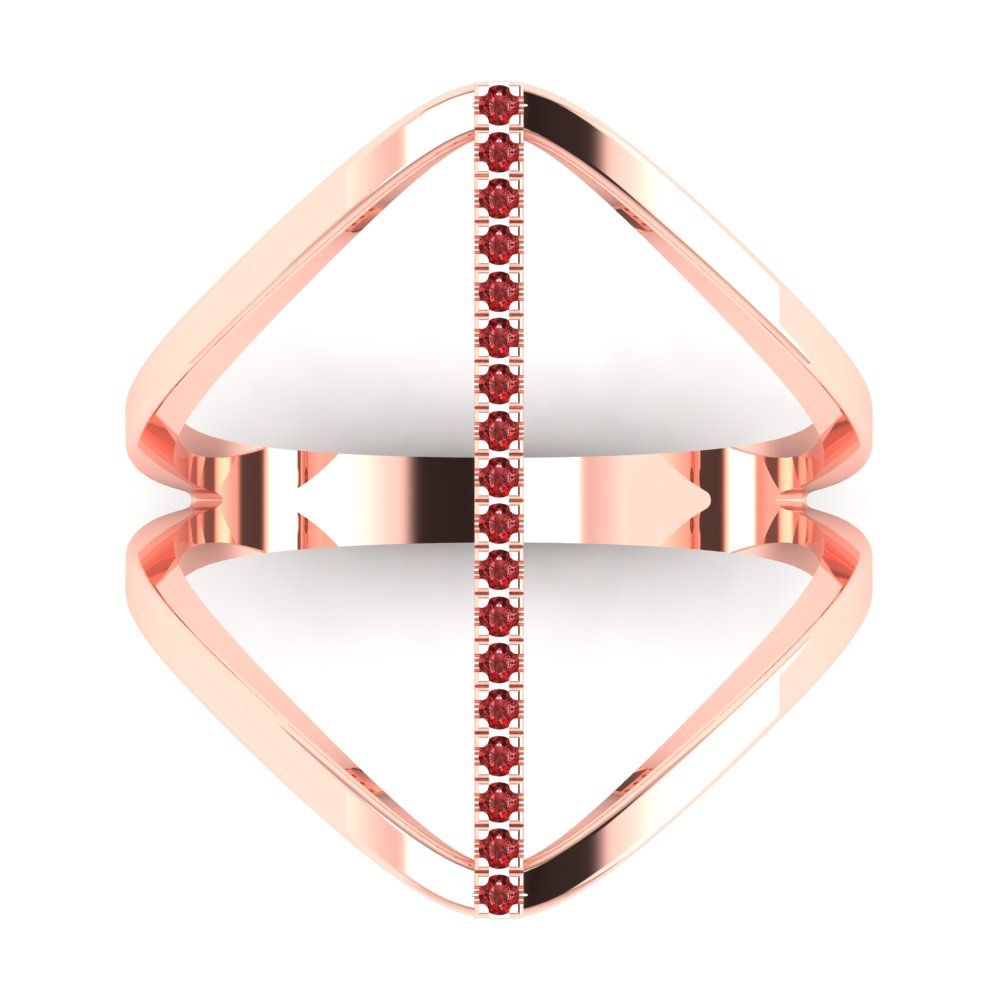 0.09 cttw Natural Garnet Statement Engagement Ring - Solid Rose Gold (VVS1, Round Cut,1.0mm)