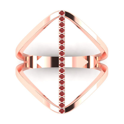 0.09 cttw Natural Garnet Statement Engagement Ring - Solid Rose Gold (VVS1, Round Cut,1.0mm)