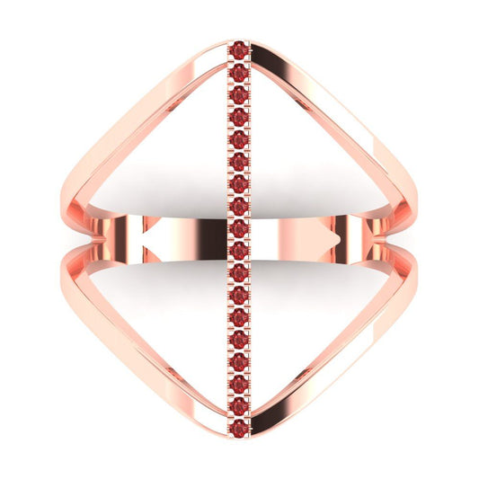 0.09 cttw Natural Garnet Statement Engagement Ring - Solid Rose Gold (VVS1, Round Cut,1.0mm)