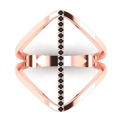 0.09 cttw Natural Onyx Statement Engagement Ring - Solid Gold (Round Cut,1.0mm)