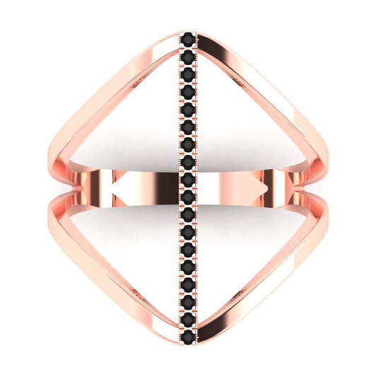 0.09 cttw Natural Onyx Statement Engagement Ring - Solid Rose Gold (VVS1, Round Cut,1.0mm)