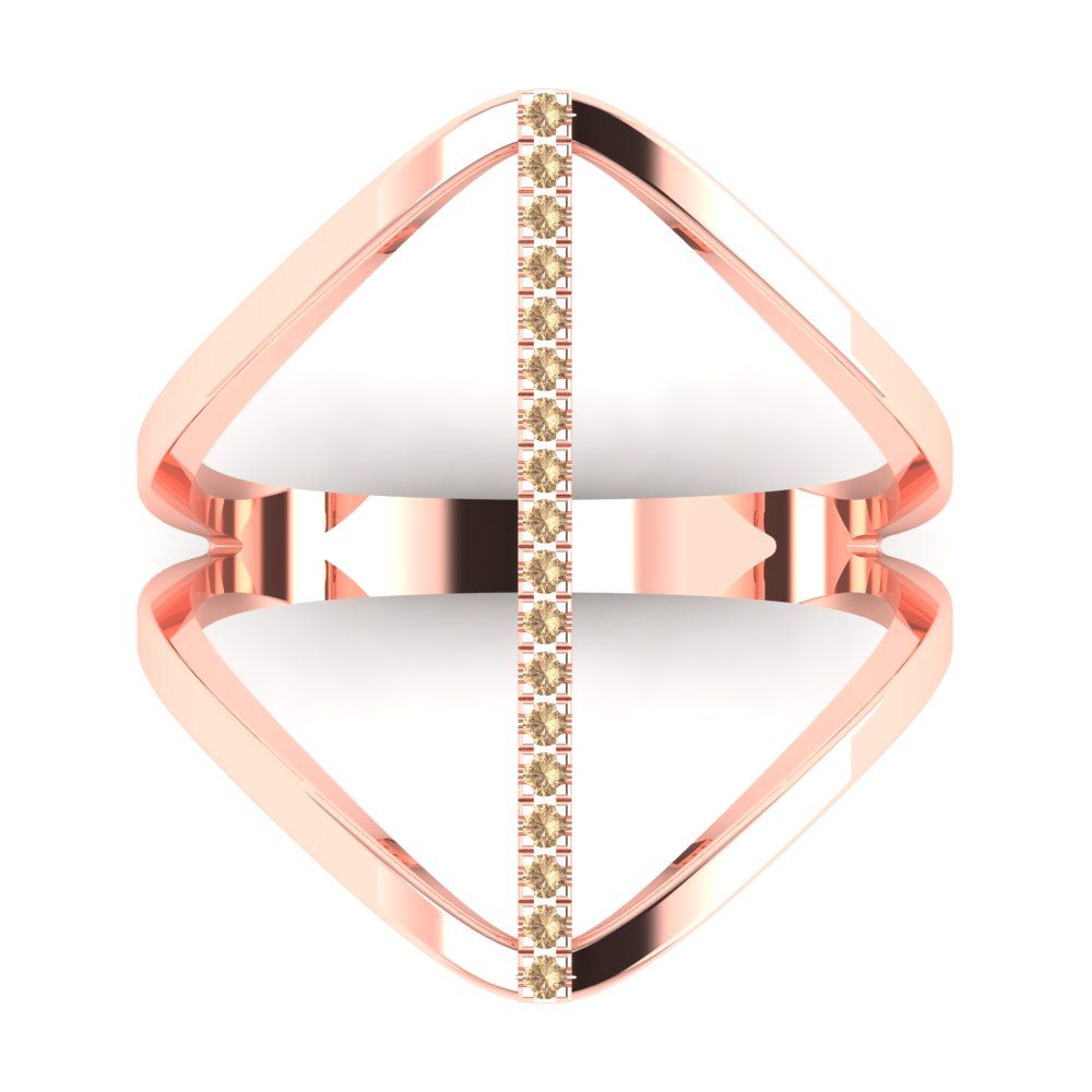 0.09 cttw Yellow Moissanite Statement Engagement Ring - Solid Gold (Round Cut,1.0mm)