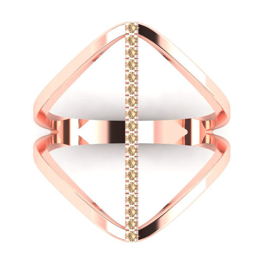 0.09 cttw Yellow Moissanite Statement Engagement Ring - Solid Rose Gold (VVS1, Round Cut,1.0mm)