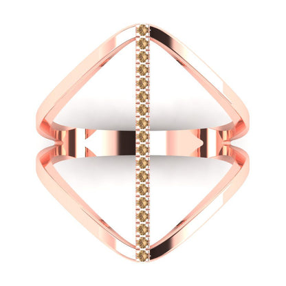 0.09 cttw Zirconia Simulated Champagne Diamond Statement Engagement Ring - Solid Gold (VVS1, Round Cut,1.0mm)