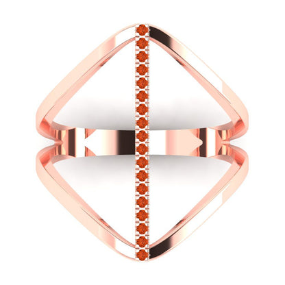 0.09 cttw Zirconia Simulated Red Diamond Statement Engagement Ring - Solid Gold (VVS1, Round Cut,1.0mm)