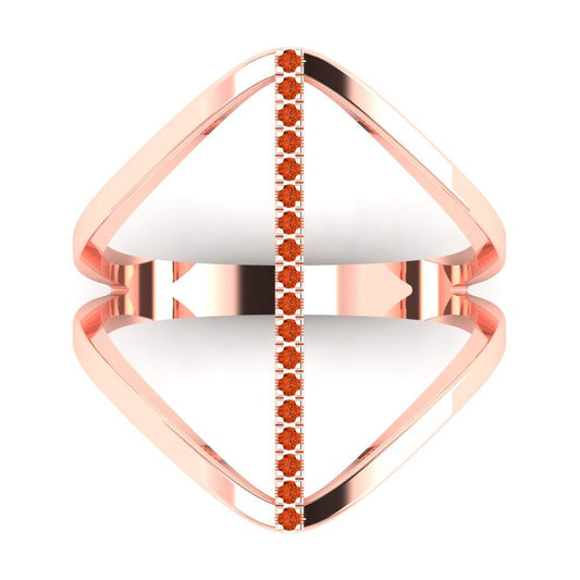 0.09 cttw Zirconia Simulated Red Diamond Statement Engagement Ring - Solid Rose Gold (VVS1, Round Cut,1.0mm)