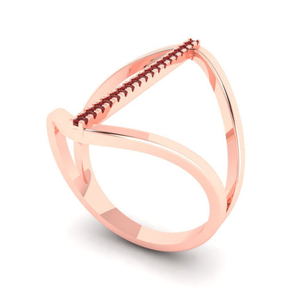 0.09 cttw Natural Garnet Statement Engagement Ring - Solid Rose Gold (VVS1, Round Cut,1.0mm)