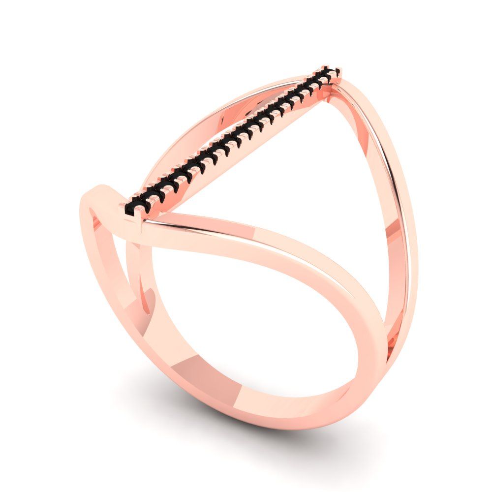 0.09 cttw Natural Onyx Statement Engagement Ring - Solid Gold (Round Cut,1.0mm)