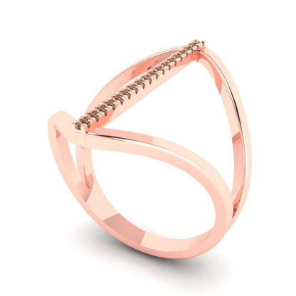 0.09 cttw Zirconia Simulated Champagne Diamond Statement Engagement Ring - Solid Gold (VVS1, Round Cut,1.0mm)