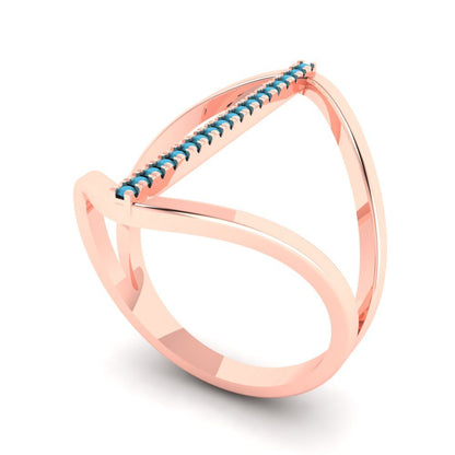 0.09 cttw Simulated Turquoise Statement Engagement Ring - Solid Gold (Round Cut,1.0mm)