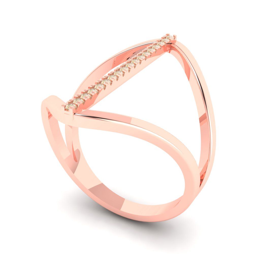0.09 cttw Natural Morganite Statement Engagement Ring - Solid Rose Gold (VVS1, Round Cut,1.0mm)