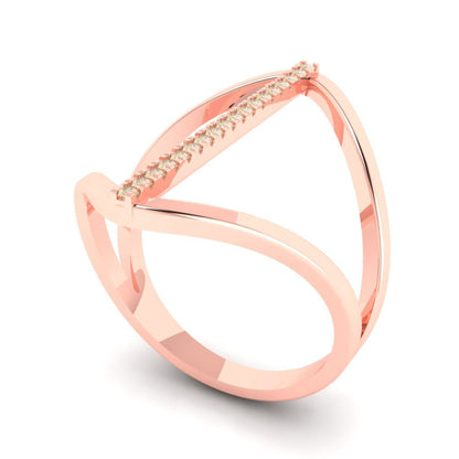 0.09 cttw Natural Morganite Statement Engagement Ring - Solid Rose Gold (VVS1, Round Cut,1.0mm)