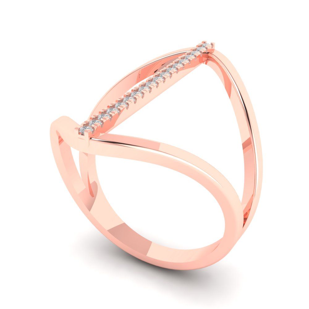 0.09 cttw Moissanite Statement Engagement Ring - Solid Rose Gold (VVS1, Round Cut,1.0mm)