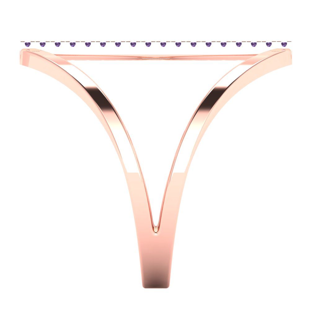 0.09 cttw Simulated Alexandrite Statement Engagement Ring - Solid Gold (Round Cut,1.0mm)