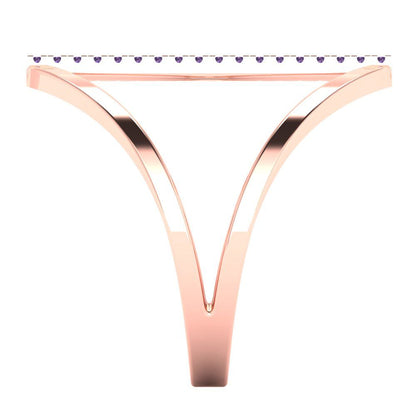 0.09 cttw Simulated Alexandrite Statement Engagement Ring - Solid Gold (Round Cut,1.0mm)