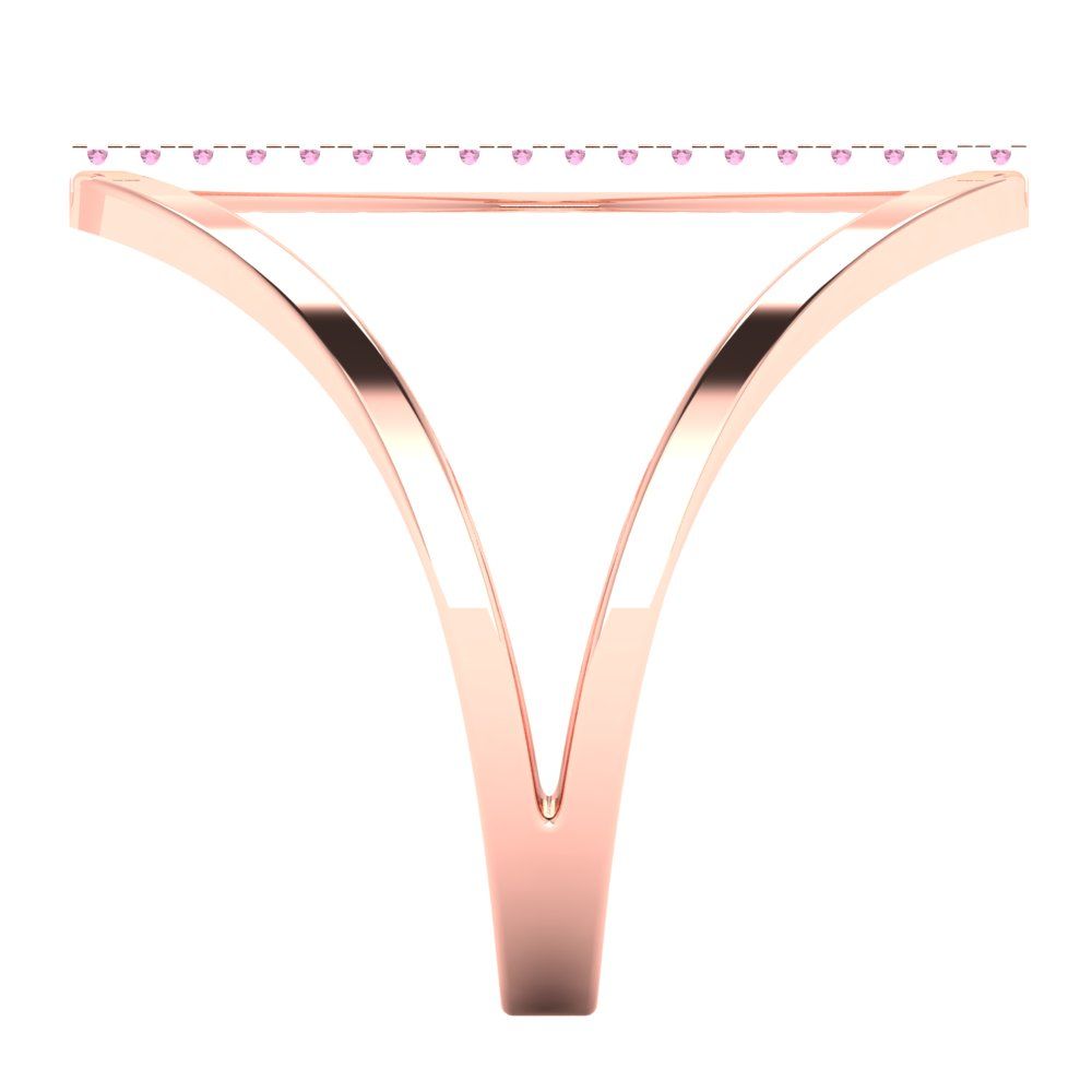 0.09 cttw Zirconia Simulated Pink Diamond Statement Engagement Ring - Solid Rose Gold (VVS1, Round Cut,1.0mm)