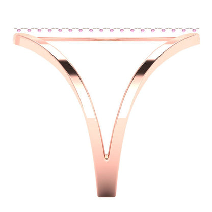 0.09 cttw Zirconia Simulated Pink Diamond Statement Engagement Ring - Solid Rose Gold (VVS1, Round Cut,1.0mm)