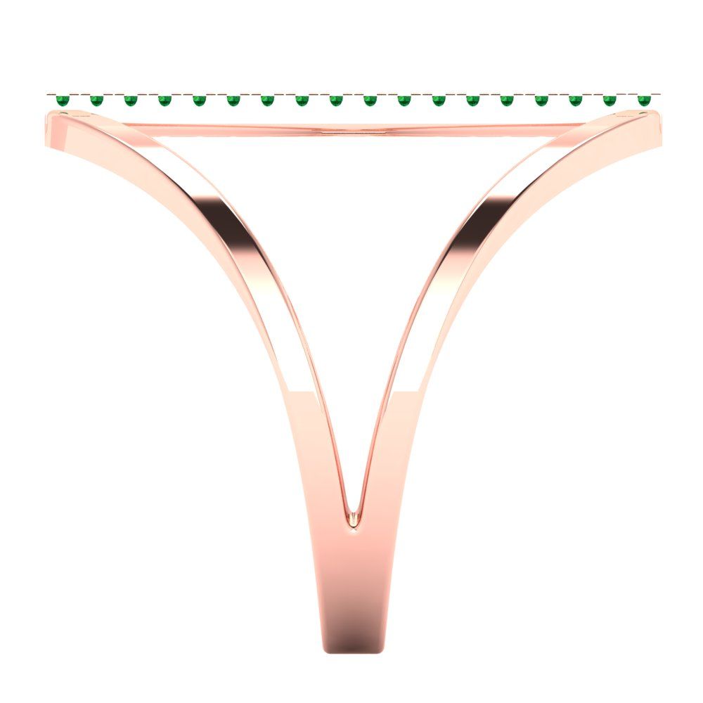 0.09 cttw Simulated Emerald Statement Engagement Ring - Solid Gold (Round Cut,1.0mm)