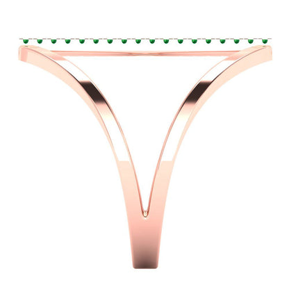 0.09 cttw Simulated Emerald Statement Engagement Ring - Solid Gold (Round Cut,1.0mm)