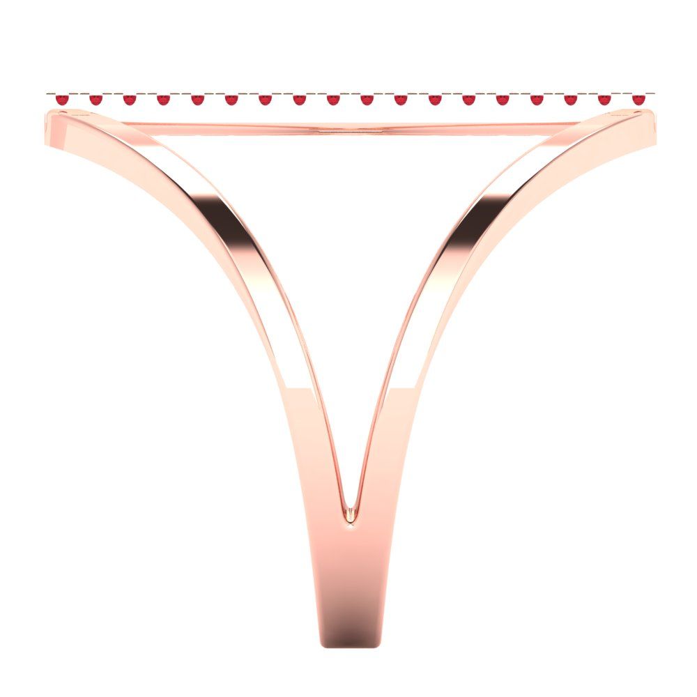 0.09 cttw Simulated Ruby Statement Engagement Ring - Solid Rose Gold (VVS1, Round Cut,1.0mm)
