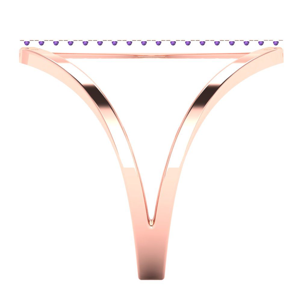 0.09 cttw Natural Amethyst Statement Engagement Ring - Solid Gold (Round Cut,1.0mm)