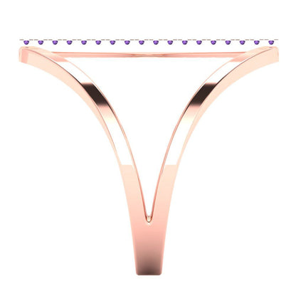 0.09 cttw Natural Amethyst Statement Engagement Ring - Solid Gold (Round Cut,1.0mm)