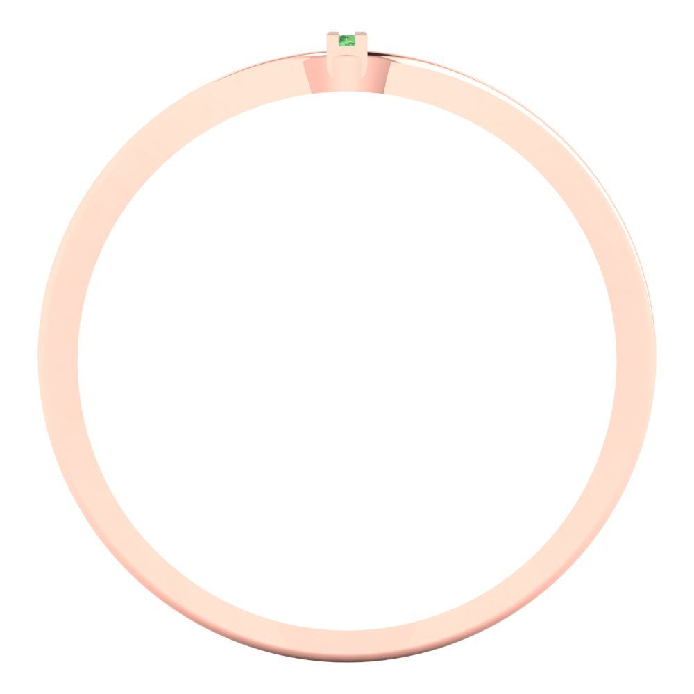 0.09 cttw Zirconia Simulated Green Diamond Statement Engagement Ring - Solid Rose Gold (VVS1, Round Cut,1.0mm)