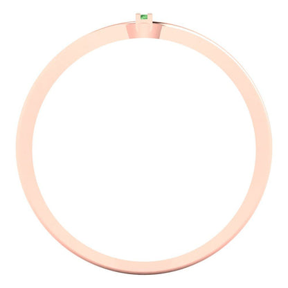 0.09 cttw Zirconia Simulated Green Diamond Statement Engagement Ring - Solid Rose Gold (VVS1, Round Cut,1.0mm)