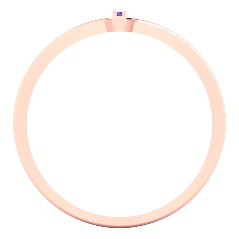 0.09 cttw Natural Amethyst Statement Engagement Ring - Solid Gold (Round Cut,1.0mm)